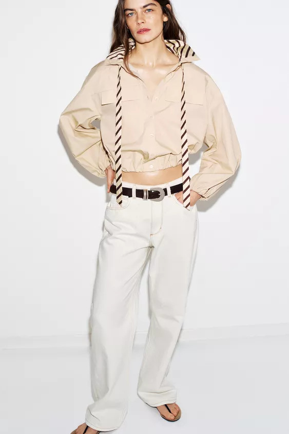 CONTRAST COLLAR POPLIN SHIRT | Zara US