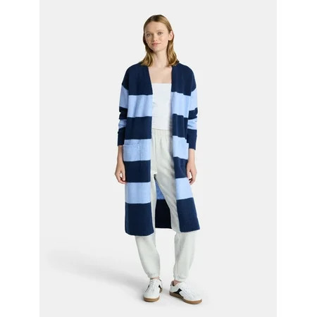 No Boundaries Striped Open Front Duster, Women’s | Walmart (US)