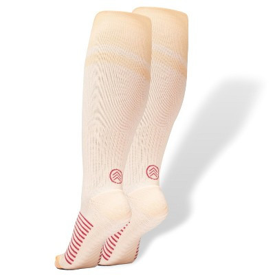 Gripjoy Women's Compression Socks with Grips, Orange and Pink | Target