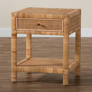 Adelia Natural Rattan 1-Drawer Nightstand | The Home Depot