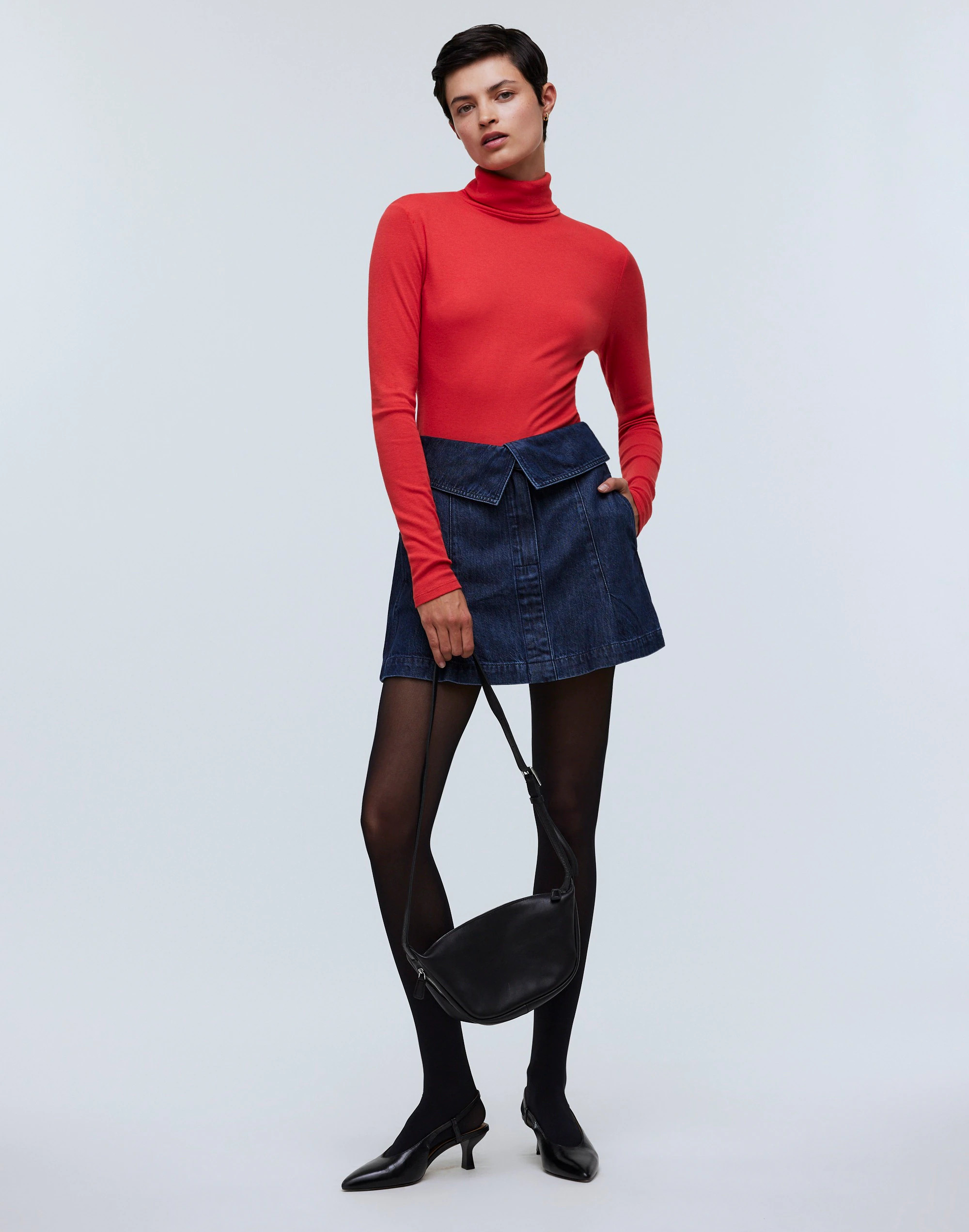 Denim Foldover-Waist Mini Skirt in Carmelo Wash | Madewell