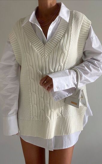 Cadha Vest - Knit Vest in Cream | Showpo (US, UK & Europe)