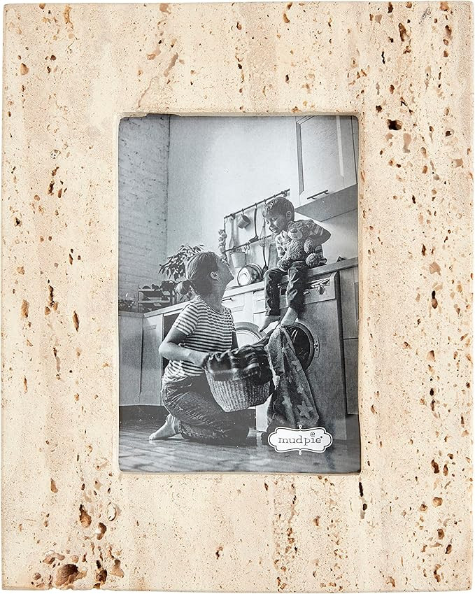 Mud Pie Cream Travertine Frame, Small, 9.5" x 7.5" | Amazon (US)