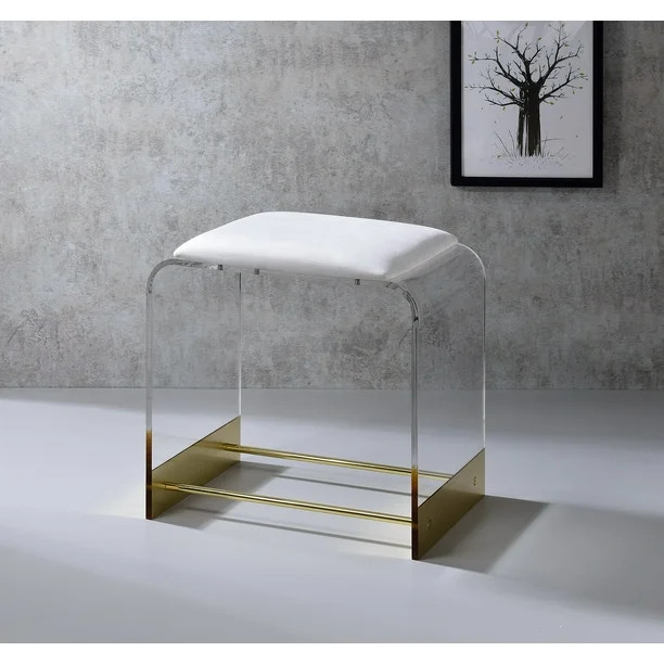 Acrylic Kayla Vanity Stool- Gold - Walmart.com | Walmart (US)