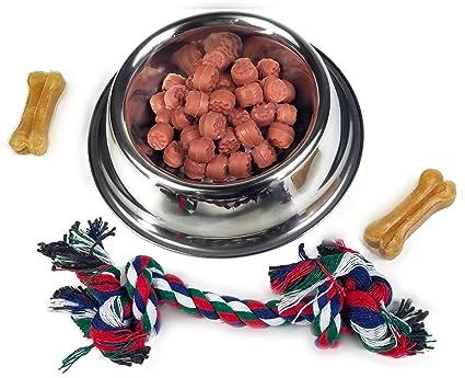 Silver Bowl with Simulated Pet Food, Colorful Chew Toy for Lifelike Stuffed Interactive Pet, Dog ... | Amazon (US)