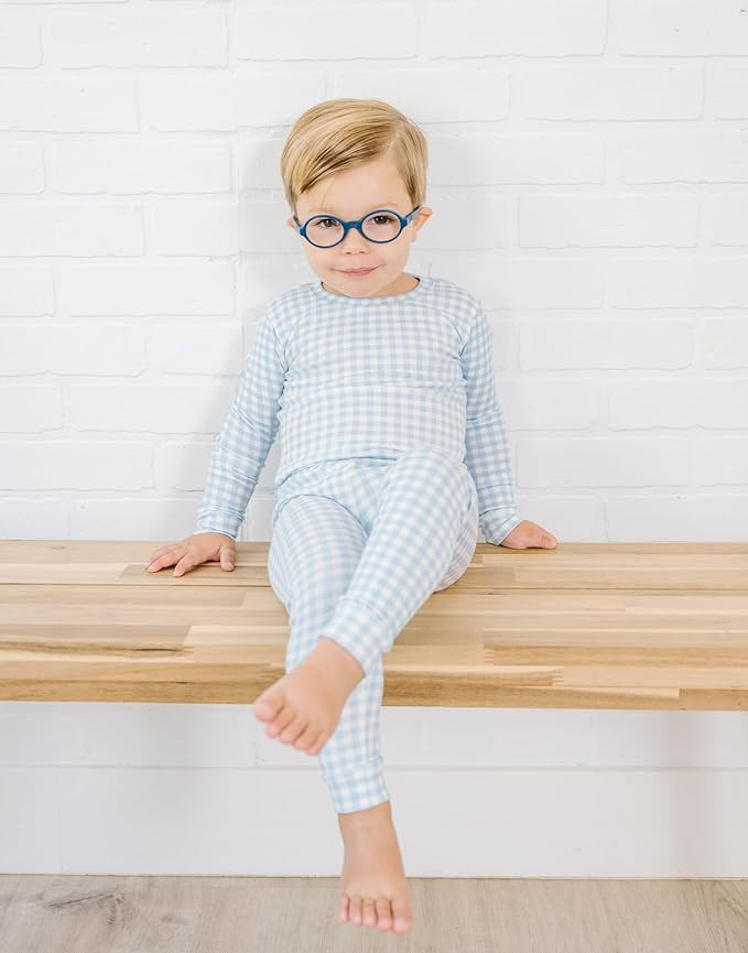 moimoln Baby Toddler Pajama Set, Soft Cotton Modal Snug-Fit Sleepwear, Plaid Check & Solid (6M-8Y... | Amazon (US)