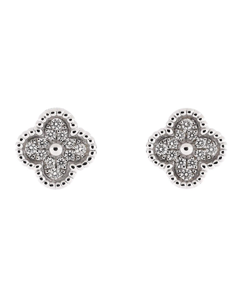 Pre-Owned Van Cleef & Arpels Sweet Alhambra Stud Earrings 18K White Gold and Diamonds | Bloomingdale's (US)