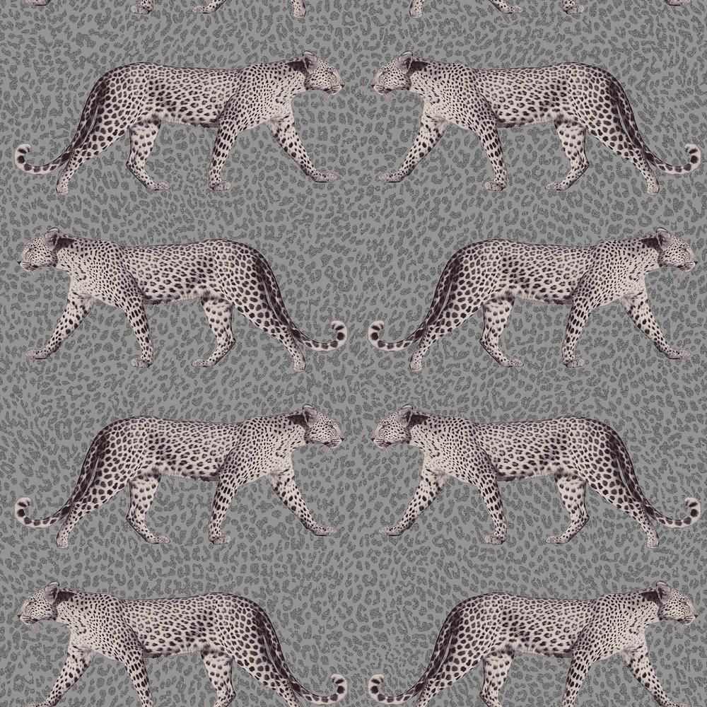 Fine Decor Glamorous Charcoal Leopard Wallpaper, Grey | The Home Depot
