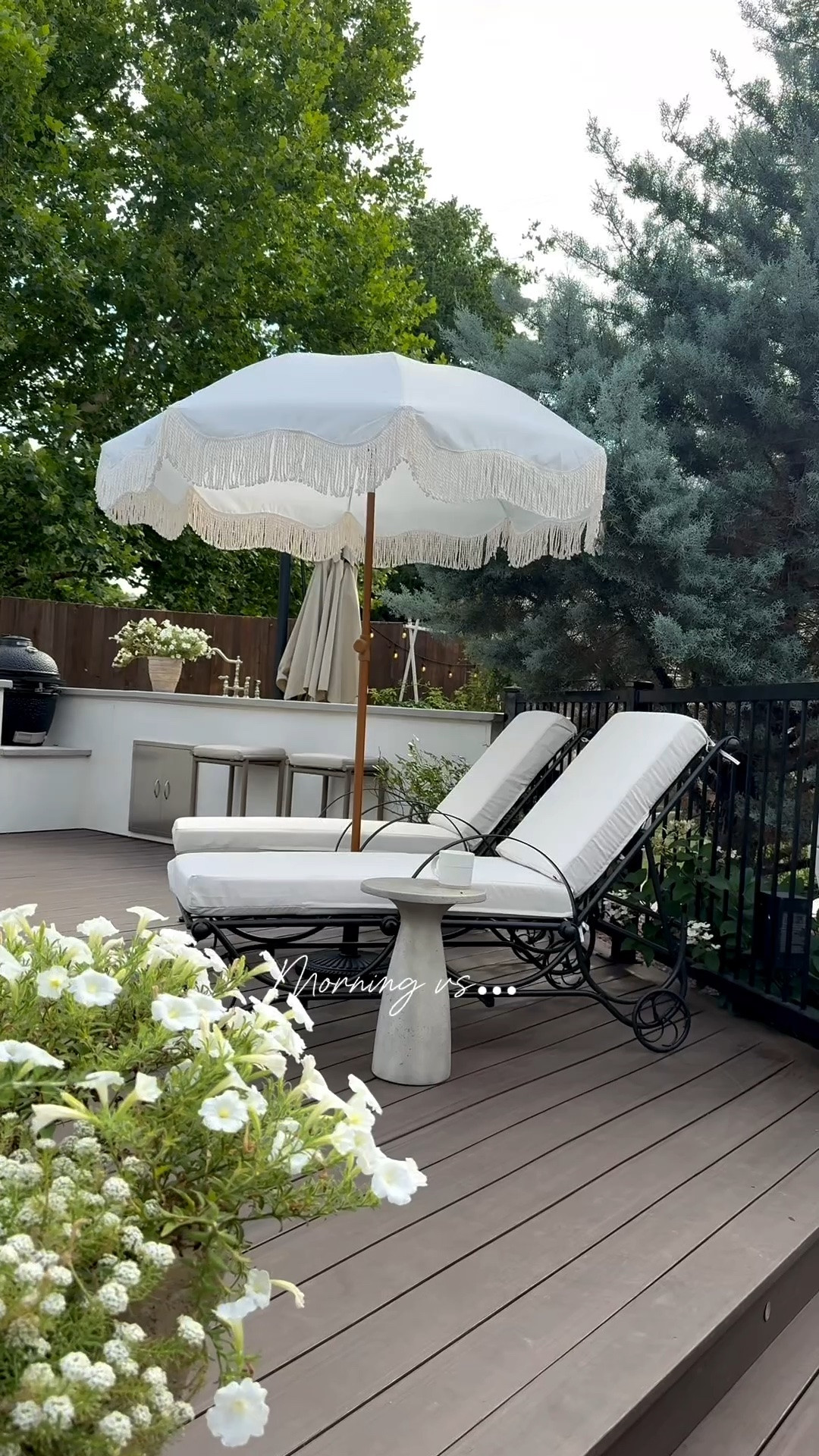 #ad — I have been searching high and low for some French inspired metal chaise pool
Lounge chairs that didn’t cost a fortune. I found these frames from @Wayfair and I am in love!! They don’t come with cushions but there’s lots of options online. You just need 70” long cushions! For the price difference of other metal chaise loungers — these are worth it! Paired with my concrete side table, outdoor counter stools, fringe umbrella and patio heater — we love this area day and night! #wayfair #wayfairpartner

#LTKHome #LTKSwim #LTKSeasonal