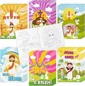 WATINC 24pcs Christian Easter Coloring Books for Kids, He is Risen Color Booklet Bulk with Jesus ... | Amazon (US)