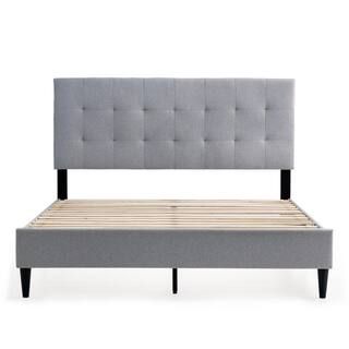 Brookside Tara Gray Stone Queen Square Tufted Upholstered Platform Bed BS0005UBDQQST - The Home D... | The Home Depot
