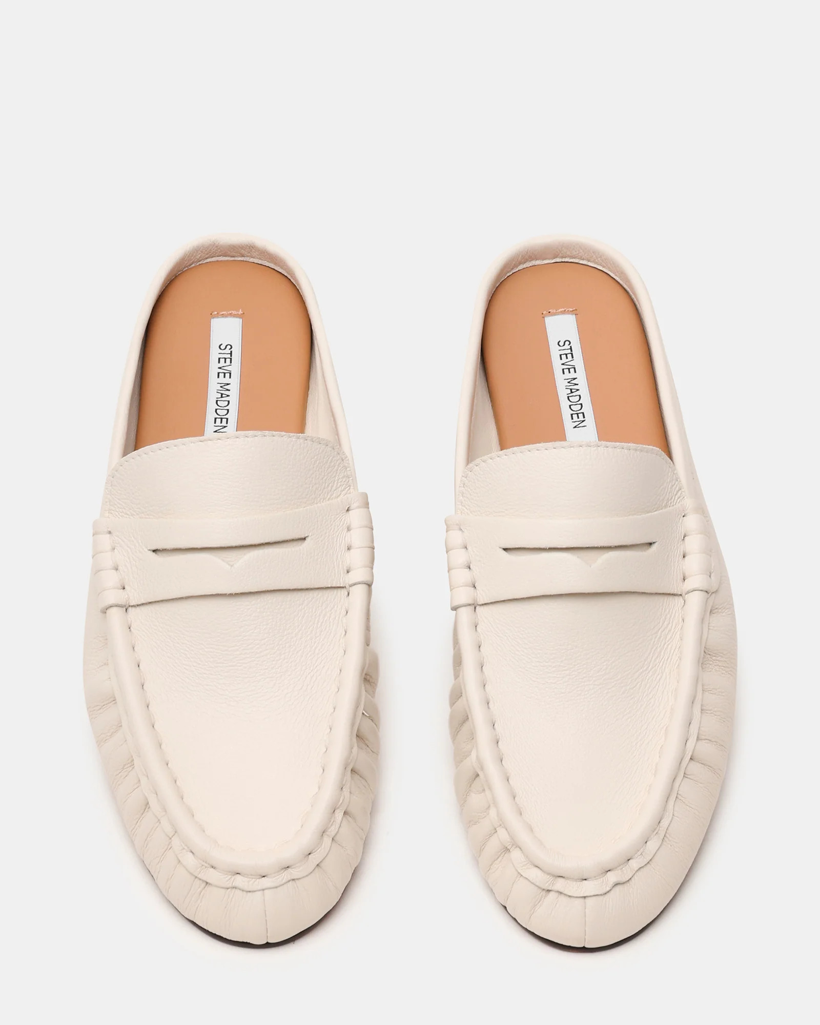 RAFE White Leather Slip-On Mule Women's Flat | Steve Madden (US)