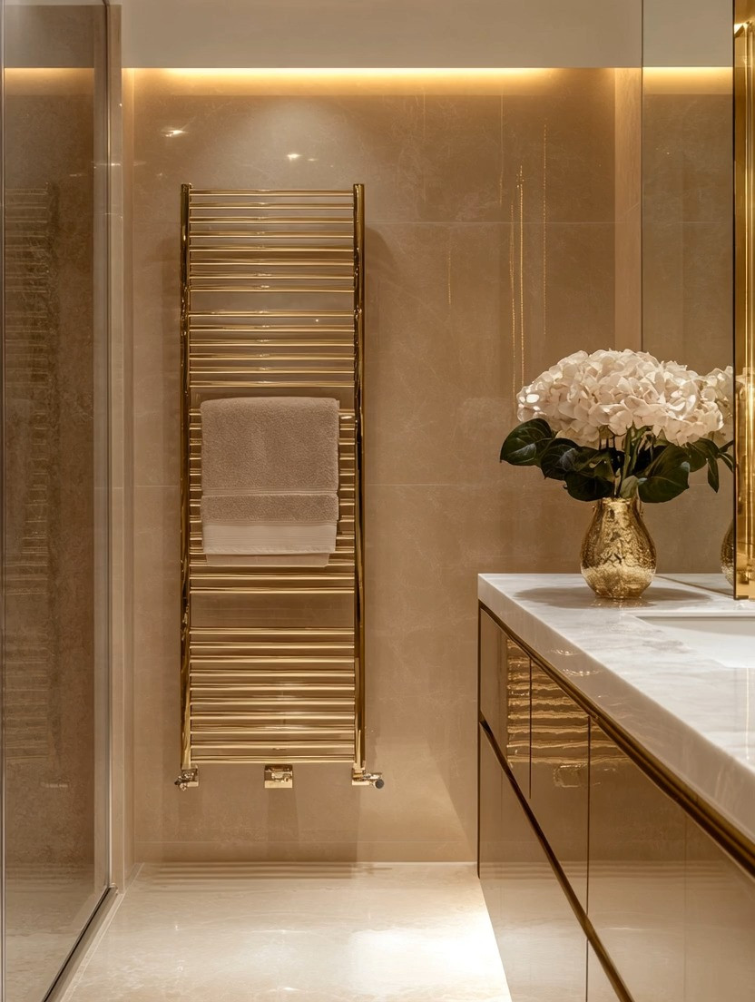 Who says powder rooms can’t have statement pieces?

This extra-long gold towel warmer proves that even the smallest spaces deserve hotel-luxury design. With its sleek vertical profile and polished gold bars, it instantly elevates a powder room or bathroom into a five-star experience—both visually and functionally.

More than just beautiful, this towel warmer doubles as a towel dryer, keeping linens warm, fresh, and perfectly displayed. The gold finish adds warmth and refinement, while the elongated design creates a striking architectural moment that designers love to use in high-end hotel bathrooms.

This is the kind of detail that makes guests pause and think, this feels luxurious.
Bold, practical, and undeniably elegant—the ultimate bathroom statement piece. 

 #LTKHome