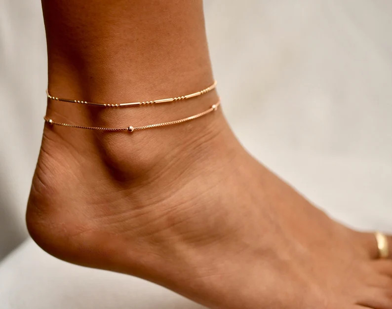Anklet • Anklets • Simple Gold Anklets • Layered Gold Anklets • Anklets for Women • Sel... | Etsy (US)