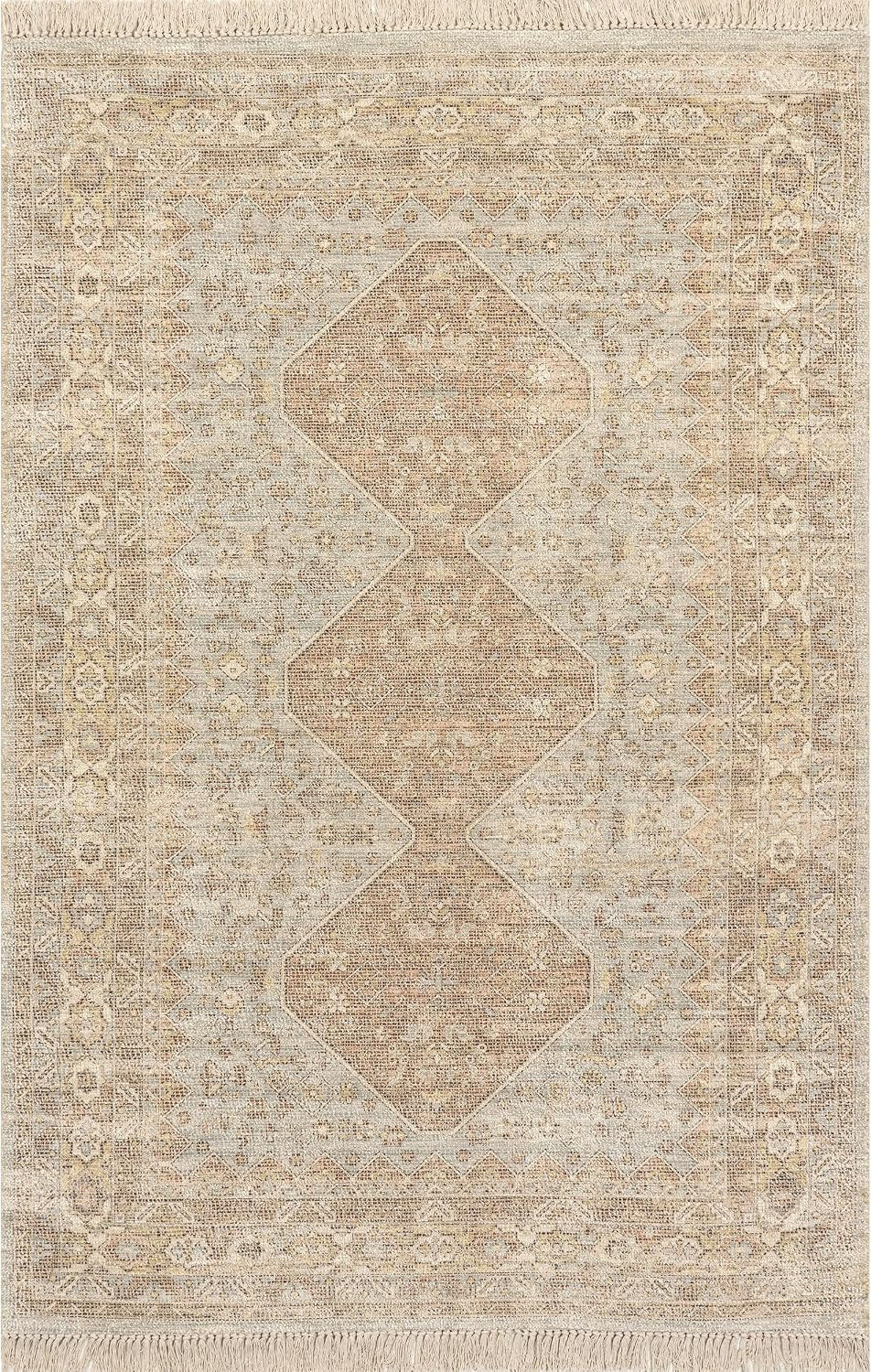 nuLOOM Rosia Traditional Oriental Style Tasseled Area Rug, 7'6" x 9'6", Khaki | Amazon (US)