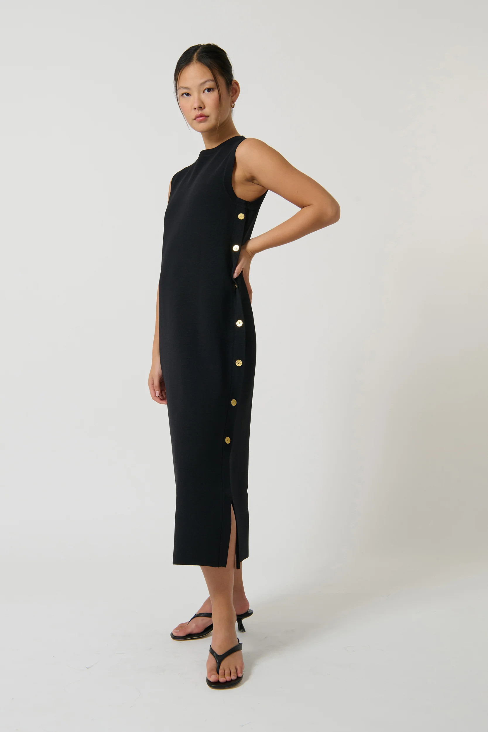 SELENA BUTTON MAXI TUNIC - BLACK | Onte