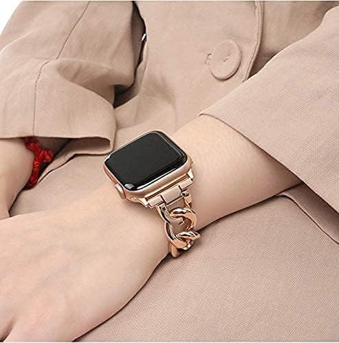 Kolgios 38/40mm Rose Gold Women, Men Cool Chain Metal Watch Bands Compatible for Apple Watch SE Seri | Amazon (US)