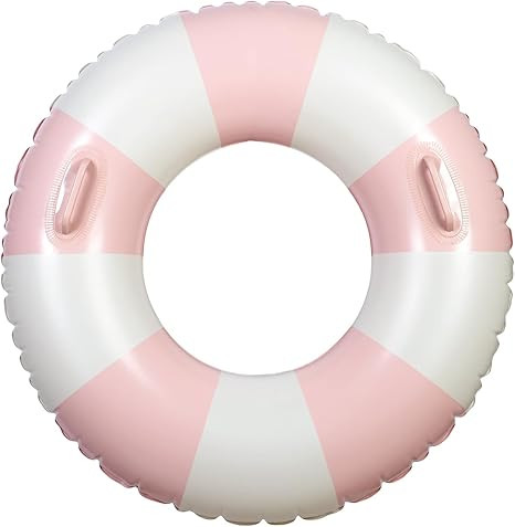 Large Swim Ring with Handles for Kids Adults, 35 Inch Classic Striped Pool Inner Tubes, Inflatabl... | Amazon (US)