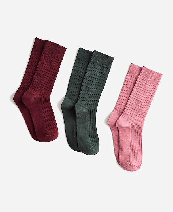 Three-Pack Slinky Ribbed Trouser Socks | Madewell | Madewell