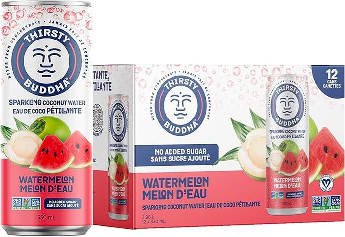 THIRSTY BUDDHA Sparkling Coconut Water with Watermelon, No Added Sugar, Pure Coco Drink, Natural ... | Amazon (CA)