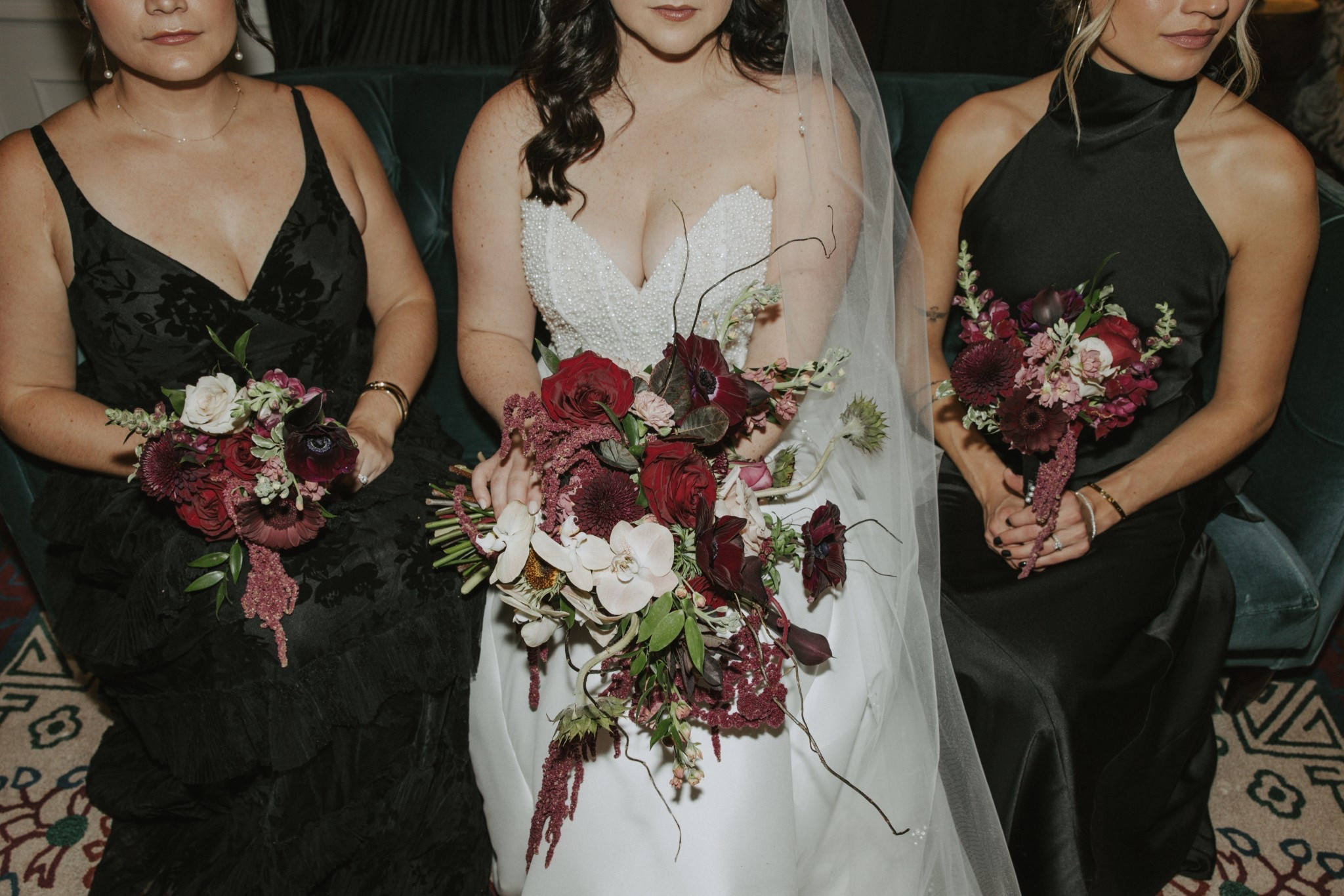 If you’re doing black bridesmaid dresses, try mixing textures! Satin, tulle, velvet and crepe create the perfect elevated, cohesive look ✨ #BlackBridesmaidDresses #BridesmaidInspo #WeddingStyle 

#LTKMidsize #LTKWedding