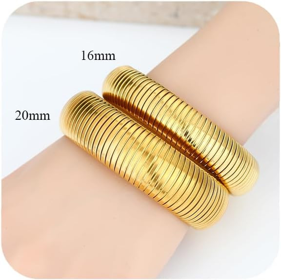 MISS RIGHT Gold Chunky Stretch Snake Chain Bangle Bracelets Stack for Women Trendy, 18K Gold Fill... | Amazon (US)