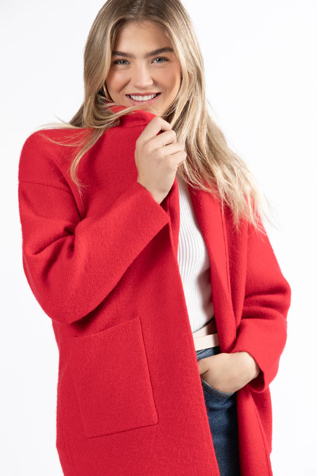 Go Where You Choose Red Long Cardigan | Pink Lily