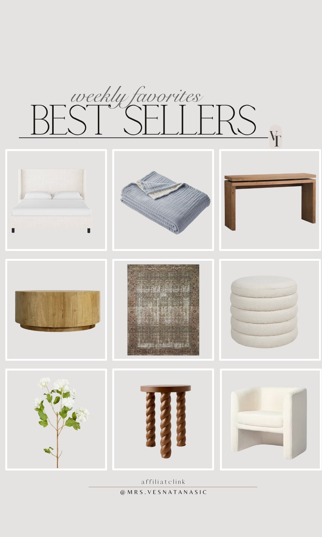 This week’s best sellers! Our upholstered bed is always a top seller and our bedroom rug! Everyone is loving our new basement coffee table, storage ottomans and new Walmart bed blanket that’s only $29! 


@walmart @wayfair @amazon @target #walmartfinds #walmarthome #bedding #target #targetstyle #targetfinds #wayfair #wayfairfinds #ottoman #amazon #founditonamazon #amazonhome #bed #sidetable #coffeetable 

#LTKSaleAlert #LTKFindsUnder100 #LTKHome