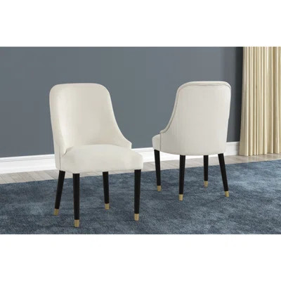 Contemporary Design Solid Rubber Wood Velvet Fabric Upholstered Dining Chair | Wayfair North America