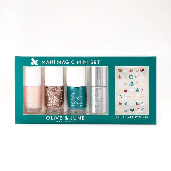 Olive &#38; June Mini Nail Polish Gift Set with Holiday Sticker Pack - 4pc | Target