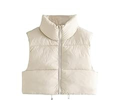 Athlisan Womens Cropped Puffer Vest Zip Up Stand Collar Sleeveless Padded Crop Vests | Amazon (US)