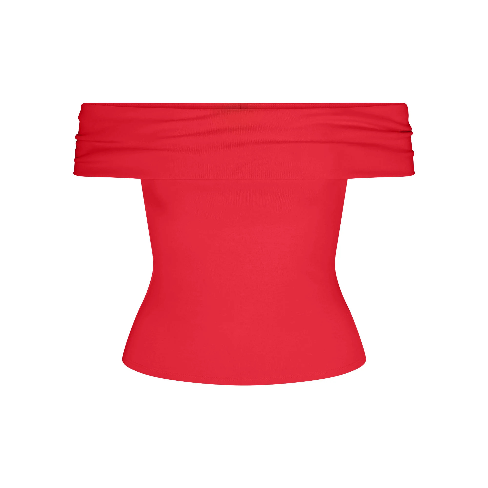 SMOOTH LAYERS ASYMMETRICAL OFF THE SHOULDER TOP | CARMINE | SKIMS | SKIMS (US)