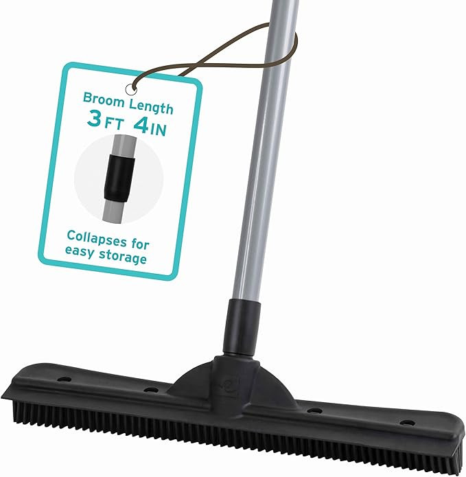 FURemover Compact Pet Hair Rubber Broom with Squeegee, with Handle That Telescopes up to 40" for ... | Amazon (US)