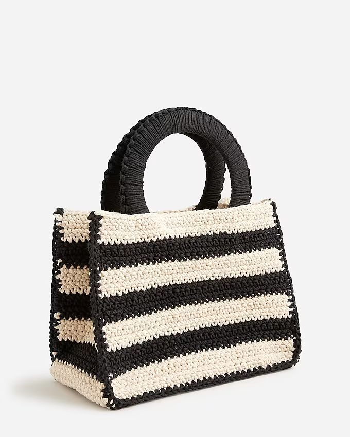 Hand-crocheted rectangle bag in stripe | J.Crew US