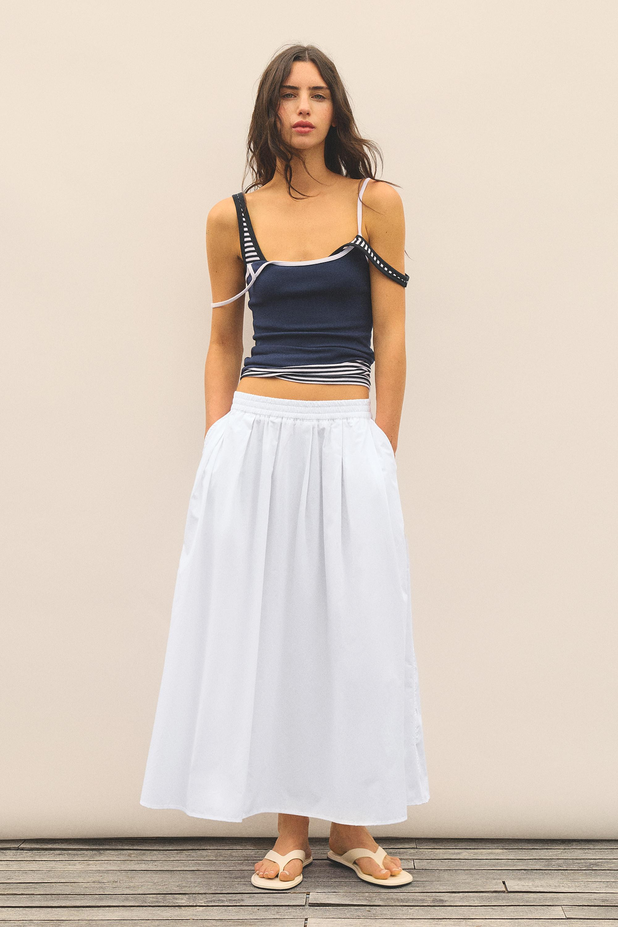 Long poplin skirt | Pull&Bear United Kingdom | PULL and BEAR UK