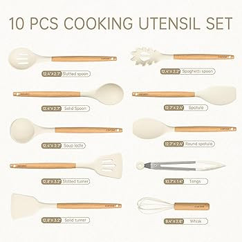 CAROTE Silicone Cooking Utensils Set, Kitchen Utensils Set 10 Pcs for cooking, BPA Free Spatula S... | Amazon (US)