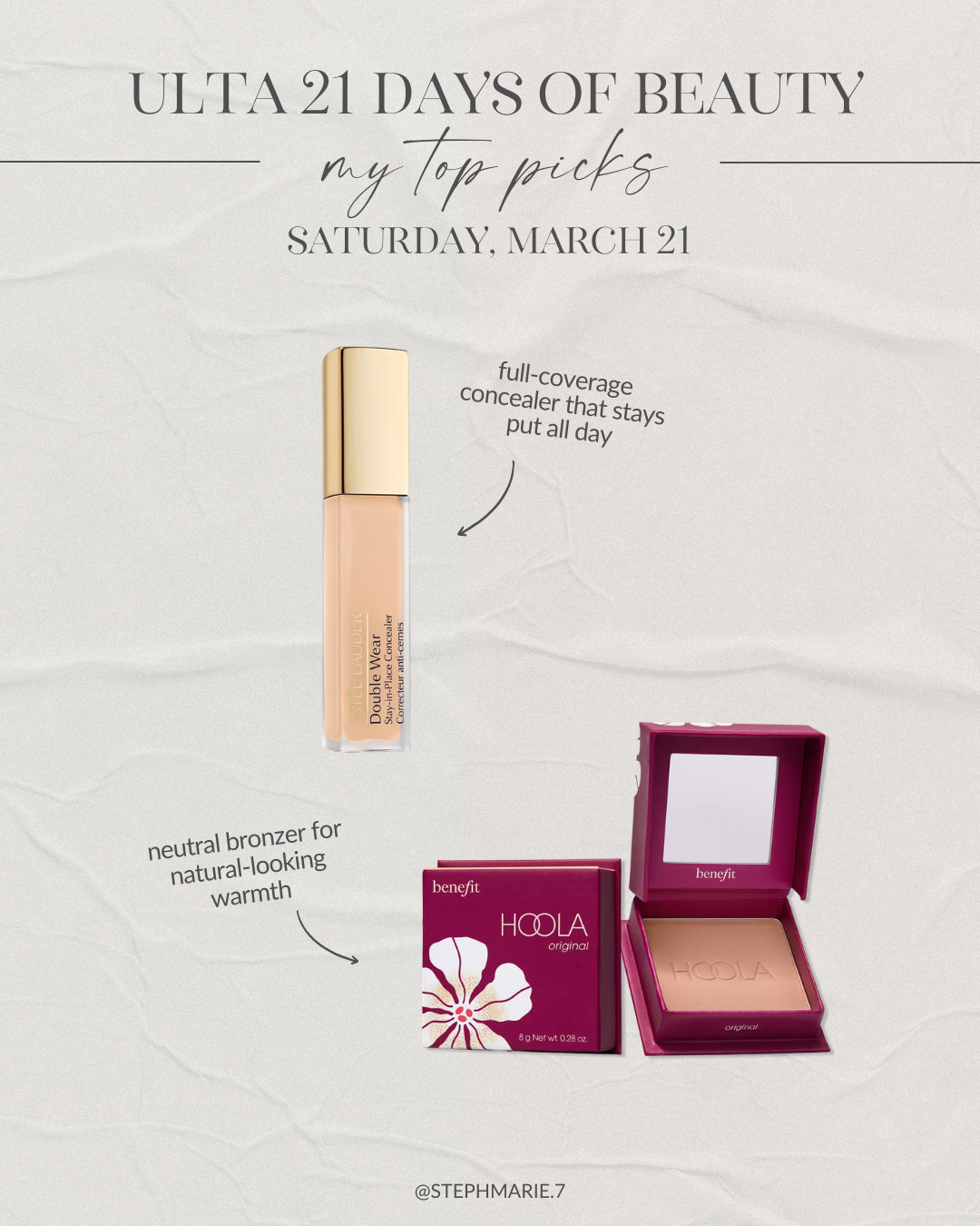 ULTA 21 DAYS OF BEAUTY ✨

Today's top picks include a favorite full coverage concealer and a natural-looking bronzer!  

 #LTKSaleAlert #LTKBeauty