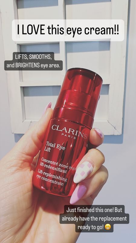 Eye cream that lifts, firms, and brightens! Great for women over 40! I use this every morning with my moisturizer, before makeup.

Skincare, eye cream, makeup, eye serum, Clarins 

#LTKfindsunder100 #LTKbeauty