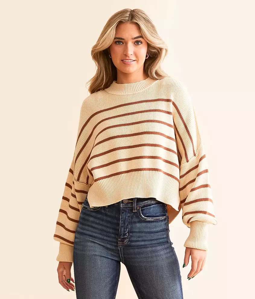 Cropped Knit Striped Sweater | Buckle