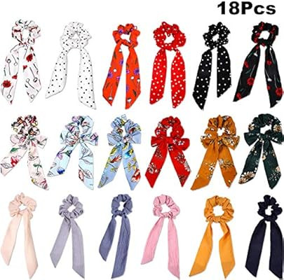 Hair Scrunchies Bowknot Hair Bands Elastic Hair Scarves Ponytail Hair Scrunchies for Female Hair ... | Amazon (US)