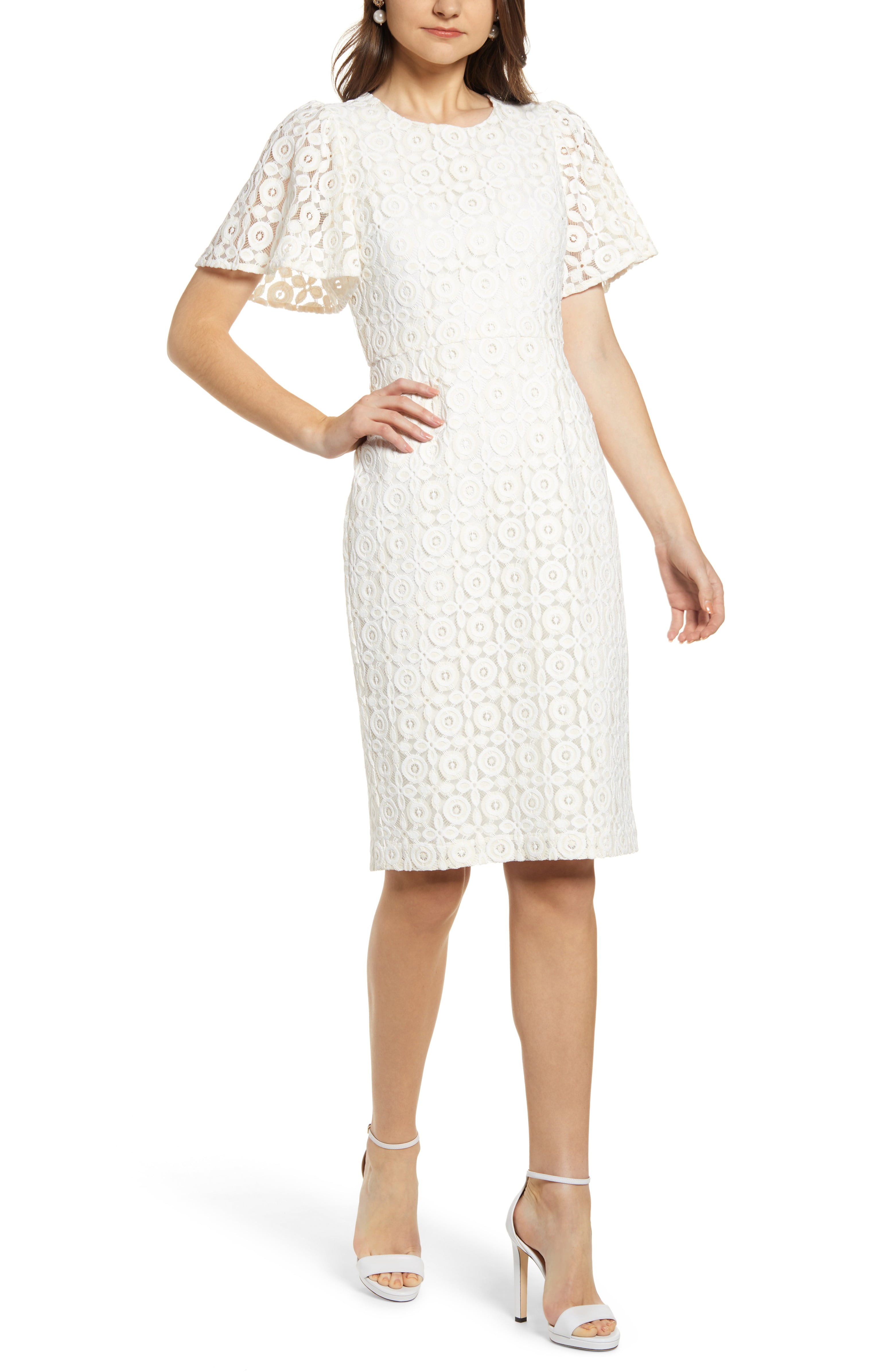 Flutter Sleeve Lace Sheath Dress | Nordstrom
