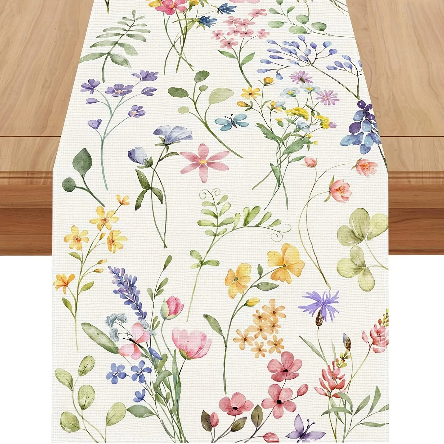 Floral Linen Tablecloth - Watercolor Floral Linen Tablecloth, 100% Handwoven Linen, Floral Patter... | Walmart (US)