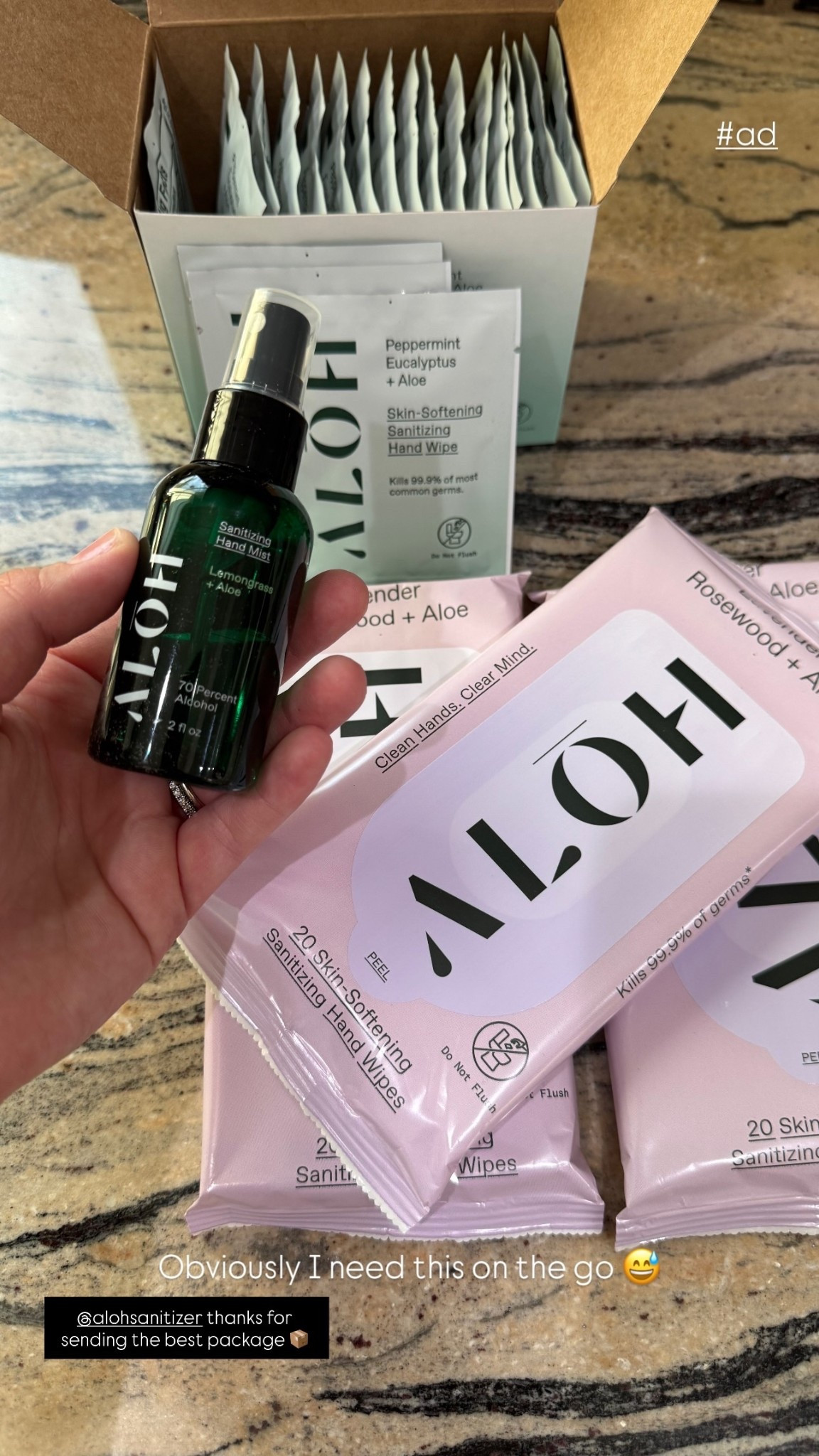 @alohsanitizer thanks for sending the best package 📦  Obviously I need this on the go 😅 #ad