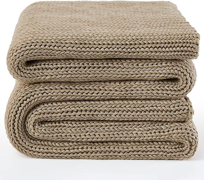 Knitted Weighted Blanket(Beige 50"x75" 12lbs),Home Décor Cooling Throw Blanket for Hot Sleepers,... | Amazon (US)