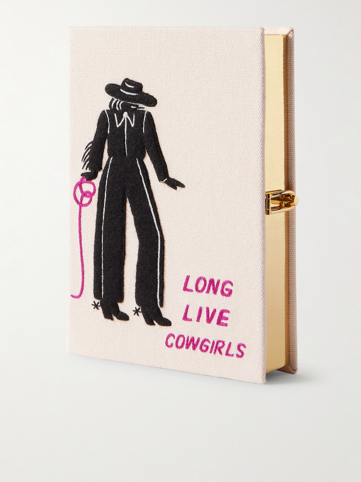 Olympia Le-Tan - Long Live Cowgirls Embroidered Appliquéd Canvas Clutch - Cream | NET-A-PORTER (US)