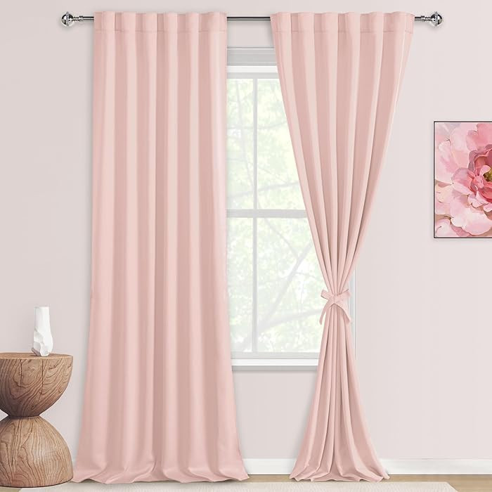 DWCN Pink Curtains 96 inches Long for Girls Bedroom - Thermal Insulated Light Blocking Back Tab/R... | Amazon (US)