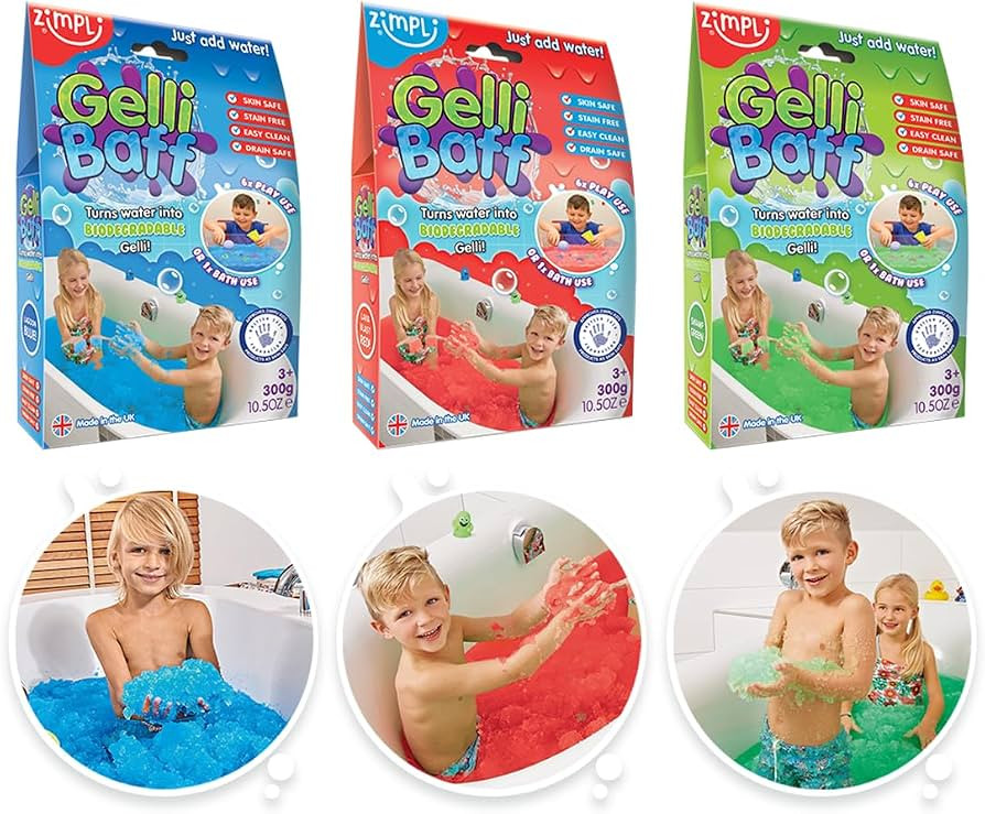 3 x Gelli Baff Bundle from Zimpli Kids, Blue, Red & Green, Magically turns water into thick, colo... | Amazon (UK)