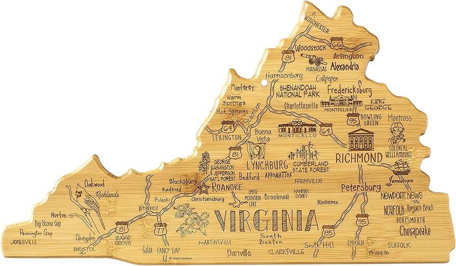 Totally Bamboo Destination Virginia State Shaped Serving and Cutting Board, Includes Hang Tie for... | Amazon (US)