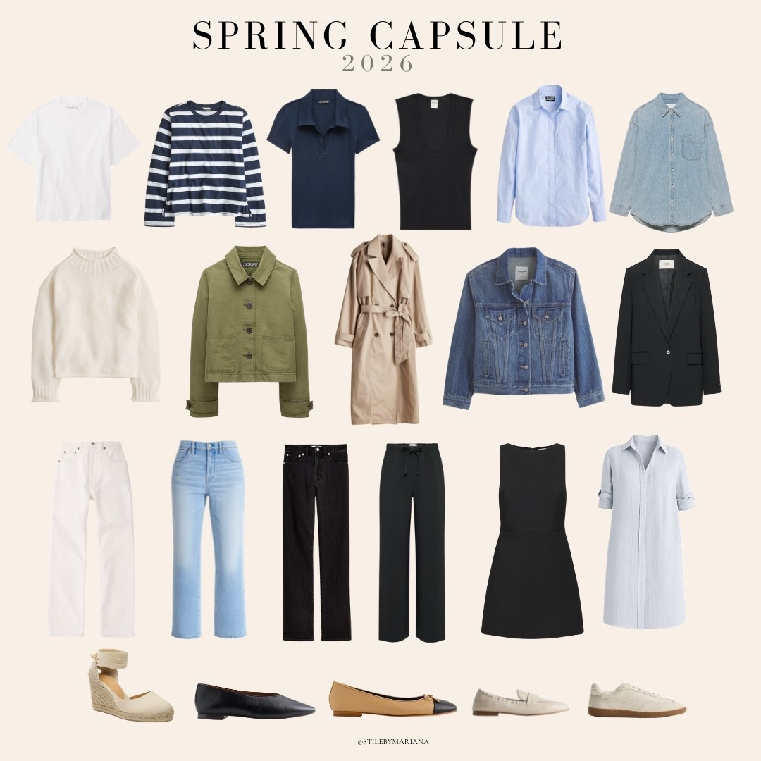 Spring Capsule 2026 22 pieces to mix and match and create multiple effortless spring outfits from school drop off, errands, meetings, coffee dates etc

#LTKSeasonal #LTKootd #LTKmomlife