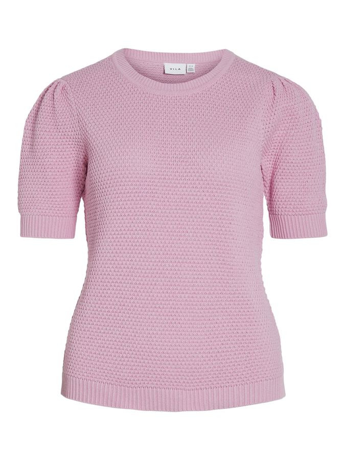 KORTE MOUWEN GEBREIDE TOP | Roze | VILA® | Vila.com